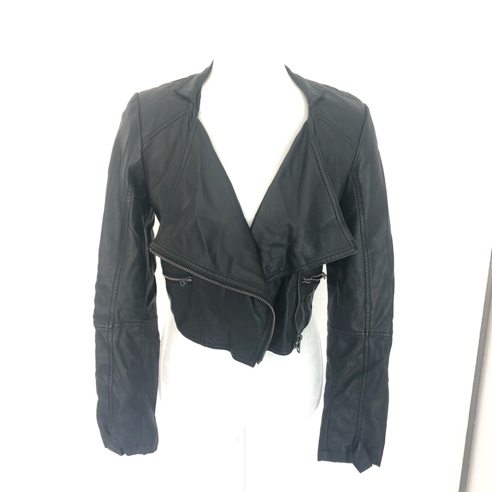 VTG 80s Faux Leather Vegan Biker Jacket Punk VLV